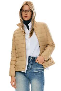 Orolay 650+ fill power packable puffer jacket in light khaki NEW WOMENS SMALL